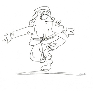 tanzender Weihnachtsmann Cartoon, zum ausdrucken und ausmalen 